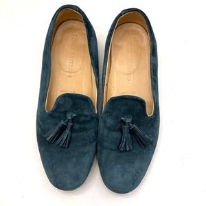 Dieppa Restrepo Teal Suede Flats Loafers Tassels Leather Lined Womens 8